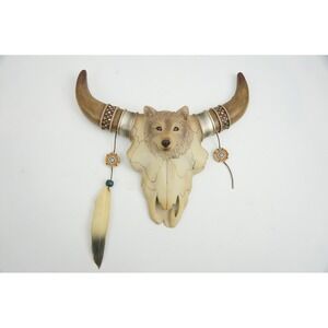 Bradford Exchange Mystic Monarch Wolf Steer Skull Wall Decor Vivi Crandall EUC
